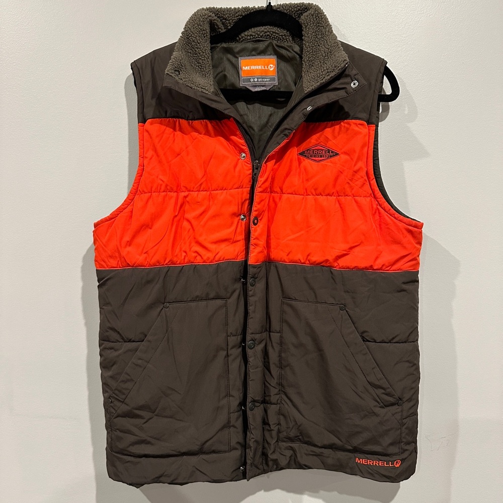 Merrell Opti-Warm Olive & Orange Vest With Fleece Collar